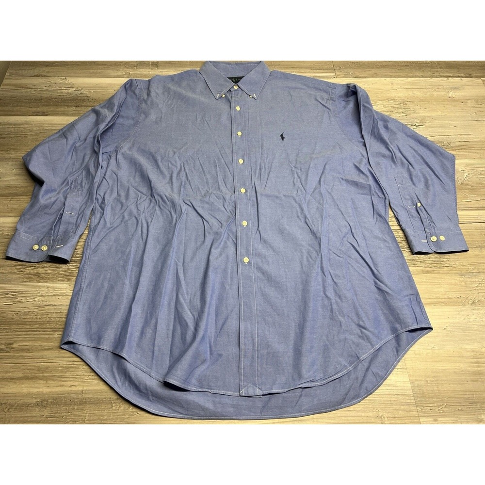 Ralph Lauren Shirt Mens XL 17.5-32/33 Blue Long Sleeve Yarmouth Pinpoint‎ Oxford